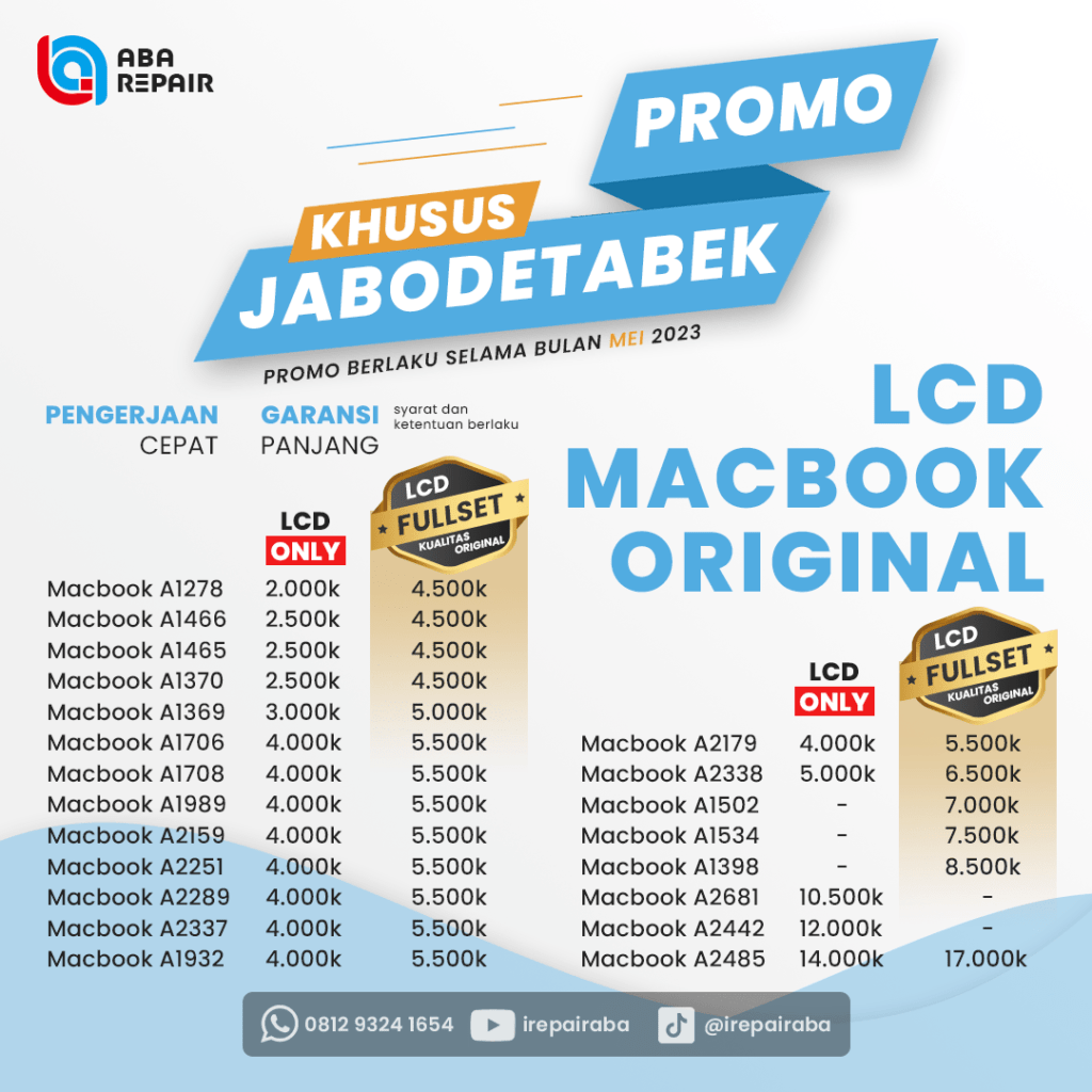 LCD ONLY FULLSET ORIGINAL MACBOOK PROMO MEI 2023