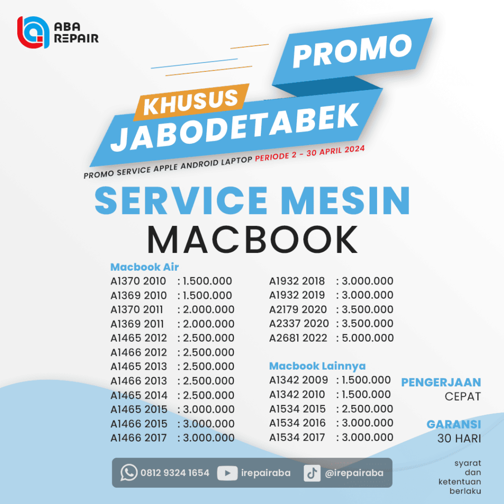 SERVICE MESIN MACBOOK AIR PROMO JABODETABEK 2024