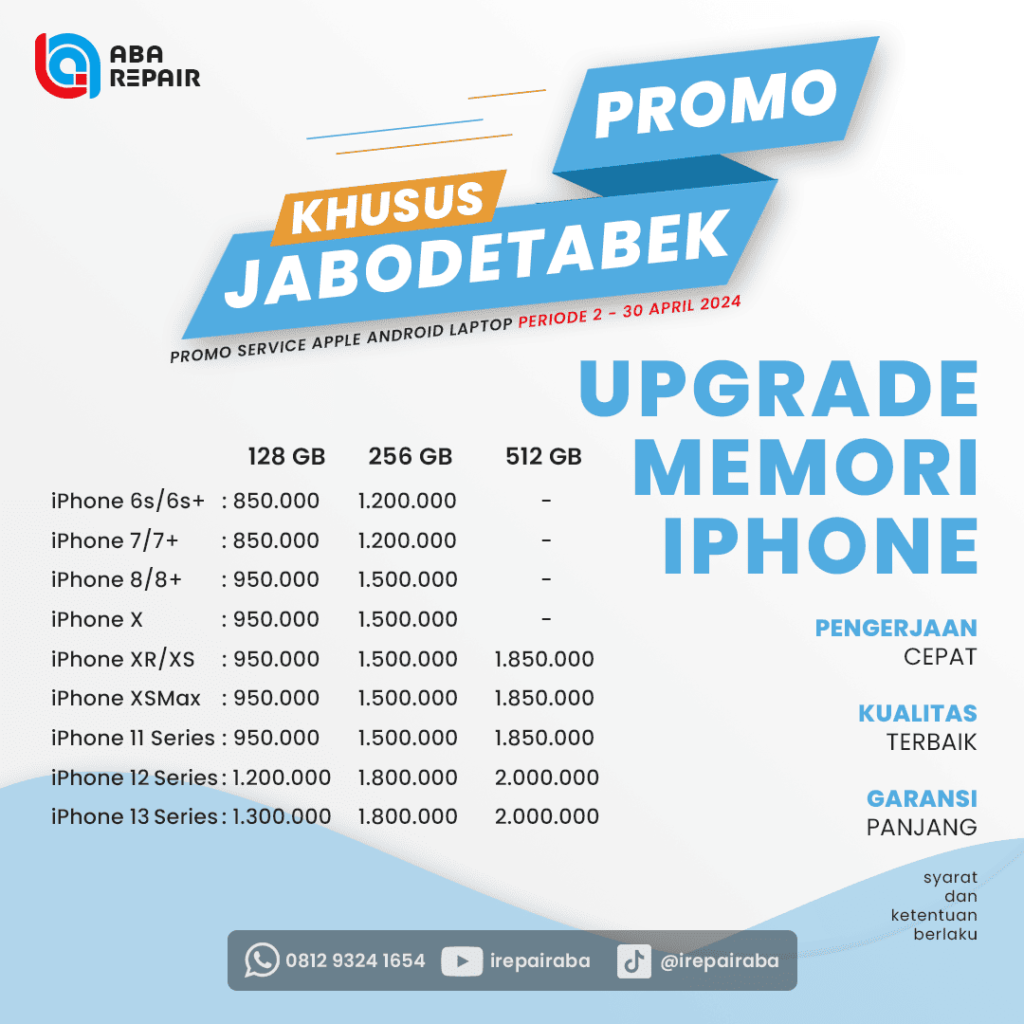 UPGRADE MEMORI IPHONE PROMO JABODETABEK 2024